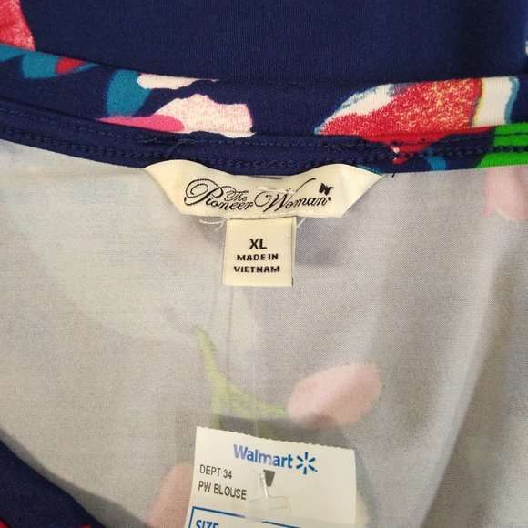 The Pioneer Woman XL (44-46) Women Bold Floral Print Blouse Very Comfortable NWT - Picture 3 of 7